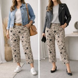 Croft & Barrow Beige Floral Pants